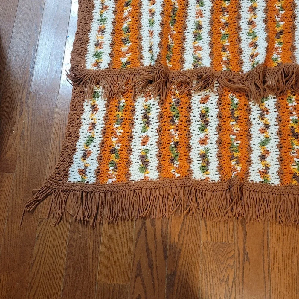 Vintage Handmade Crochet Blanket‎ Afghan Throw Vibrant Multi Color 90x47